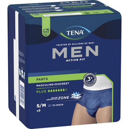 Tena Men Active Fit Incontinence Plus Navy Size S/m 9 Pack