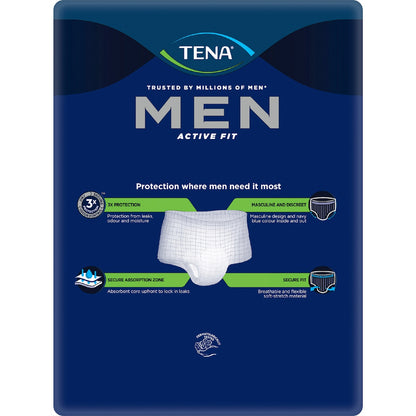 Tena Men Active Fit Incontinence Pants Plus Navy Size L/xl 8 Pack