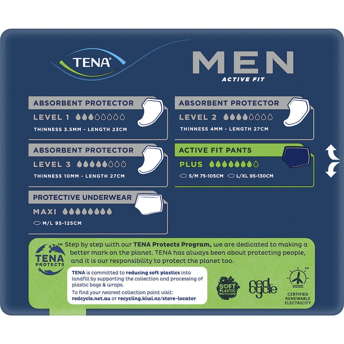 Tena Men Active Fit Incontinence Pants Plus Navy Size L/xl 8 Pack