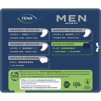 Tena Men Active Fit Incontinence Pants Plus Navy Size L/xl 8 Pack