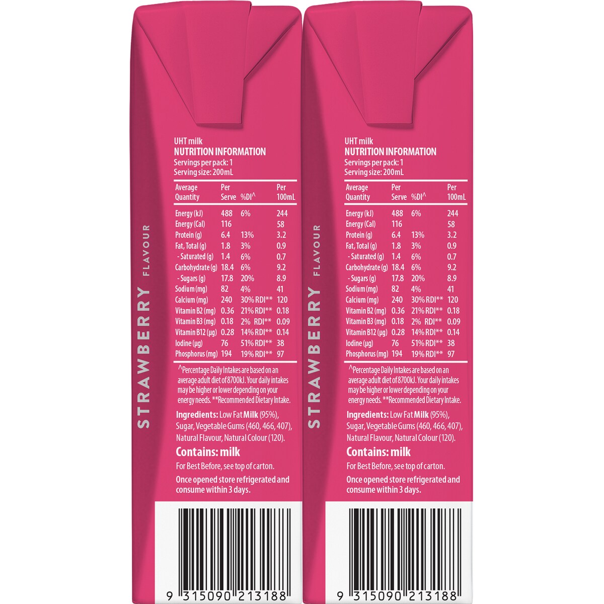 Australias Own Kids Milk Strawberry 200ml X 6 Pack