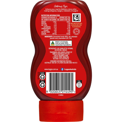 Leggos Australian Grown Tomato Paste Triple Concentrate Squeeze 400g