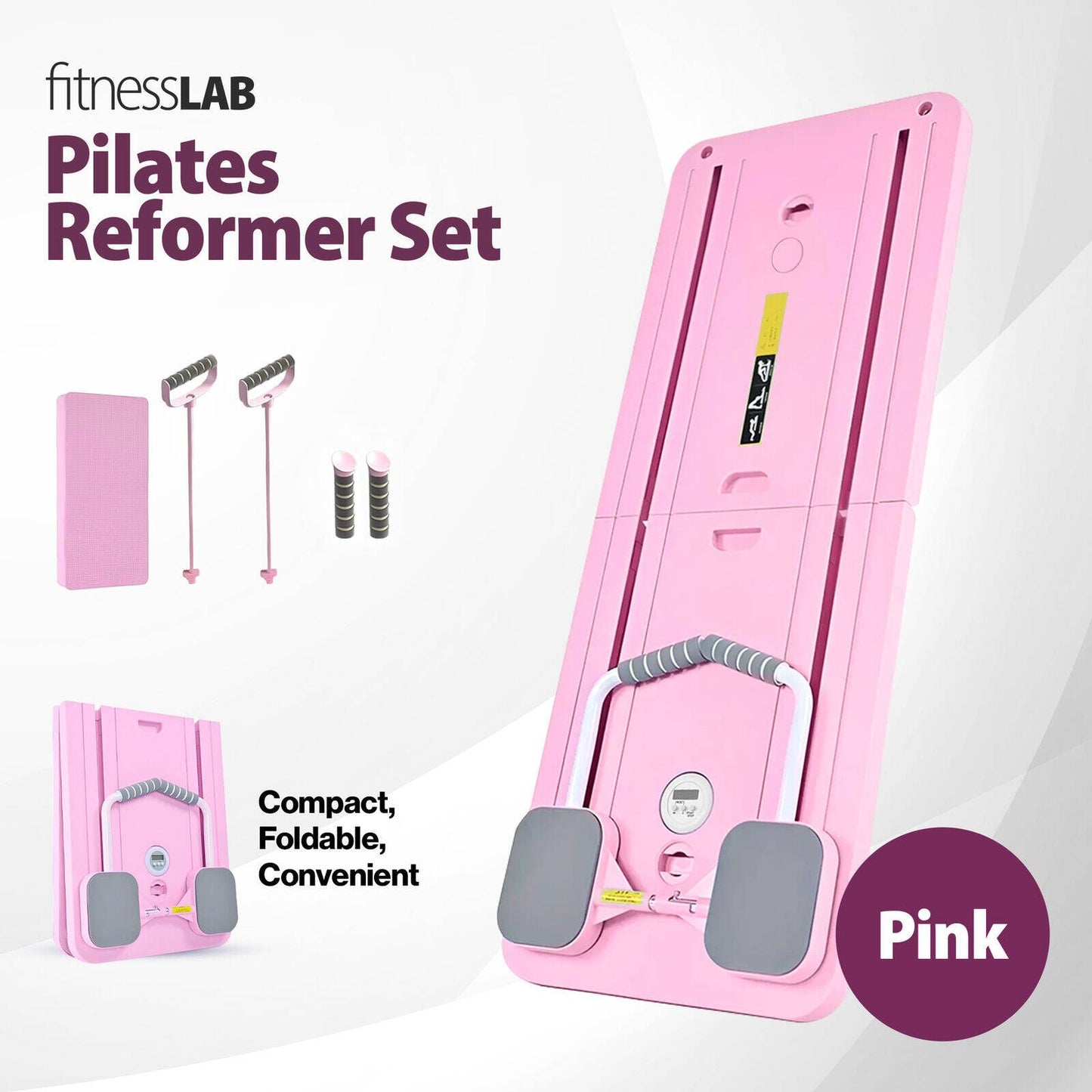 Fitnesslab Pink Pilates Board Reformer - 410 x 115 x 990mm