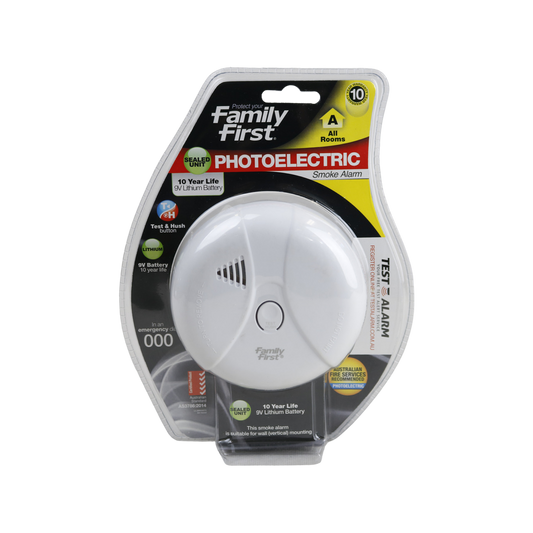 Family First Photoelectric Smoke Alarm - Sealed Unit - 10-year Life with Built-in Lithium Battery