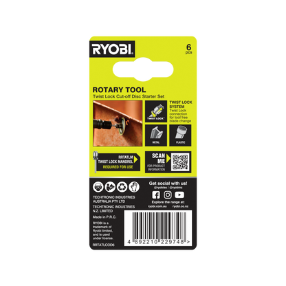 Ryobi Rotary Twist Lock Cutting Disc Starter Set - 38mm - 6 Piece