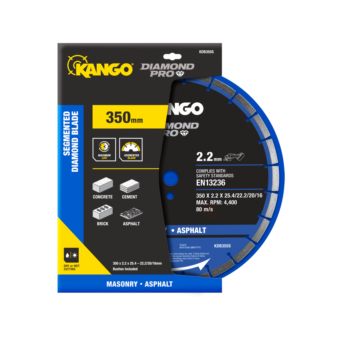 Kango Segmented Diamond Saw Blade - 350mm - Diamond - Dry/Wet Cutting