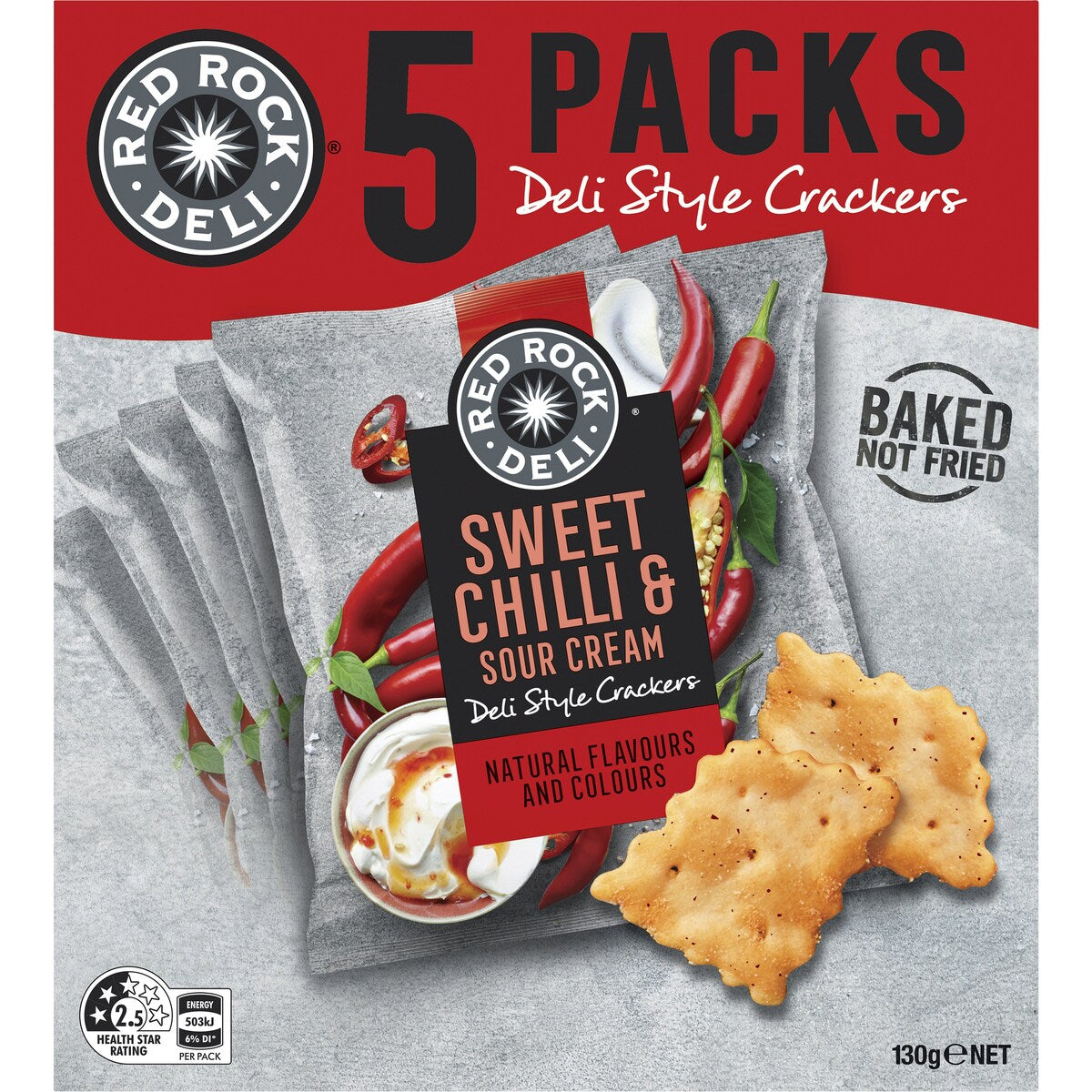 Red Rock Deli Sweet Chilli & Sour Cream Deli Style Crackers Multipack 130g