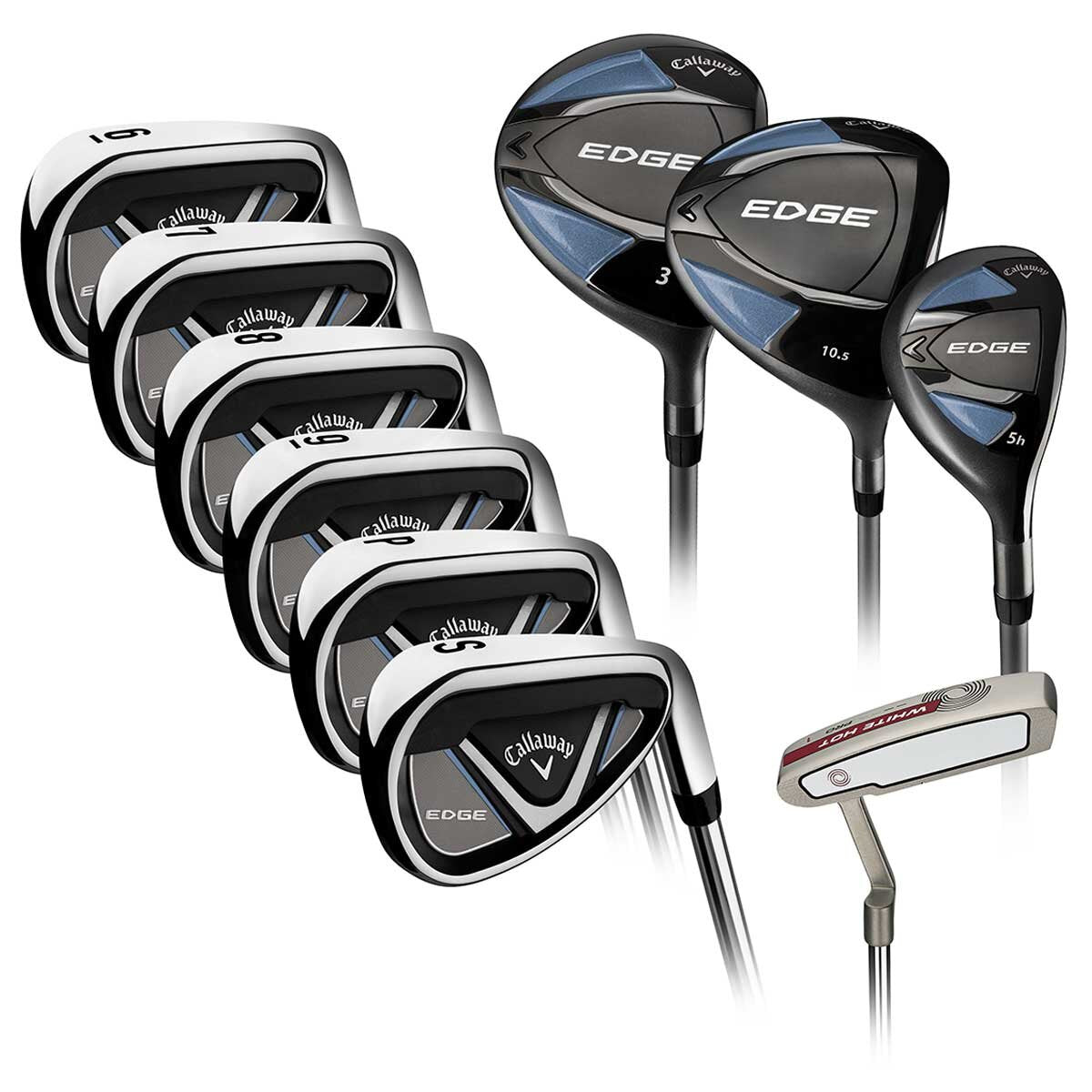 Callaway Edge Men's Rh Regular Flex Easy 10pc Golf Club Set Black/Blue