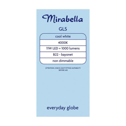 Mirabella Led Globe Gls Bayonet Cap 11 Watt Cool White - 1 each