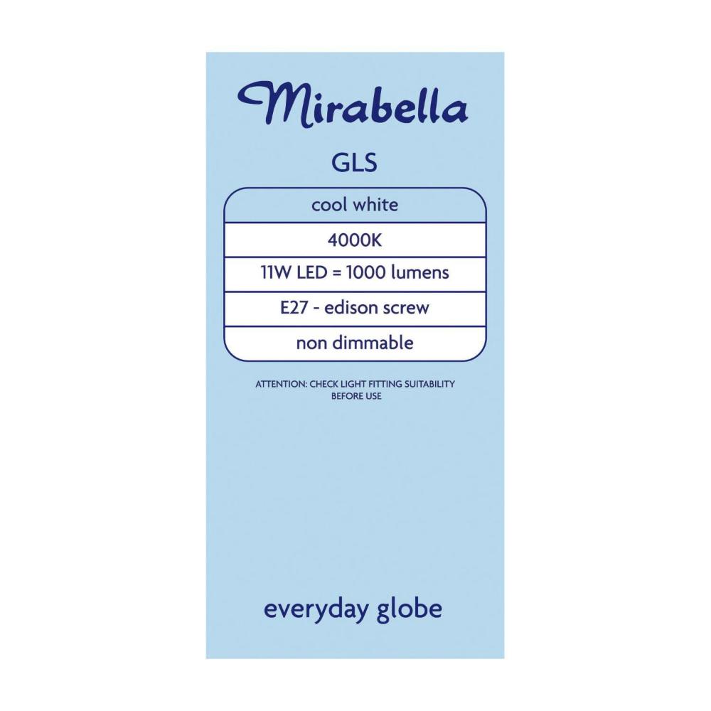 Mirabella Led Globe Gls Edison Screw 11 Watt Cool White - 1 each