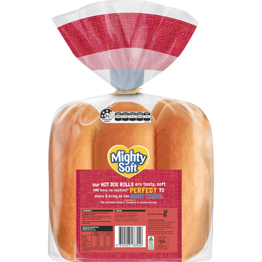 Mighty Soft Bread Rolls Hot Dog 6 Pack