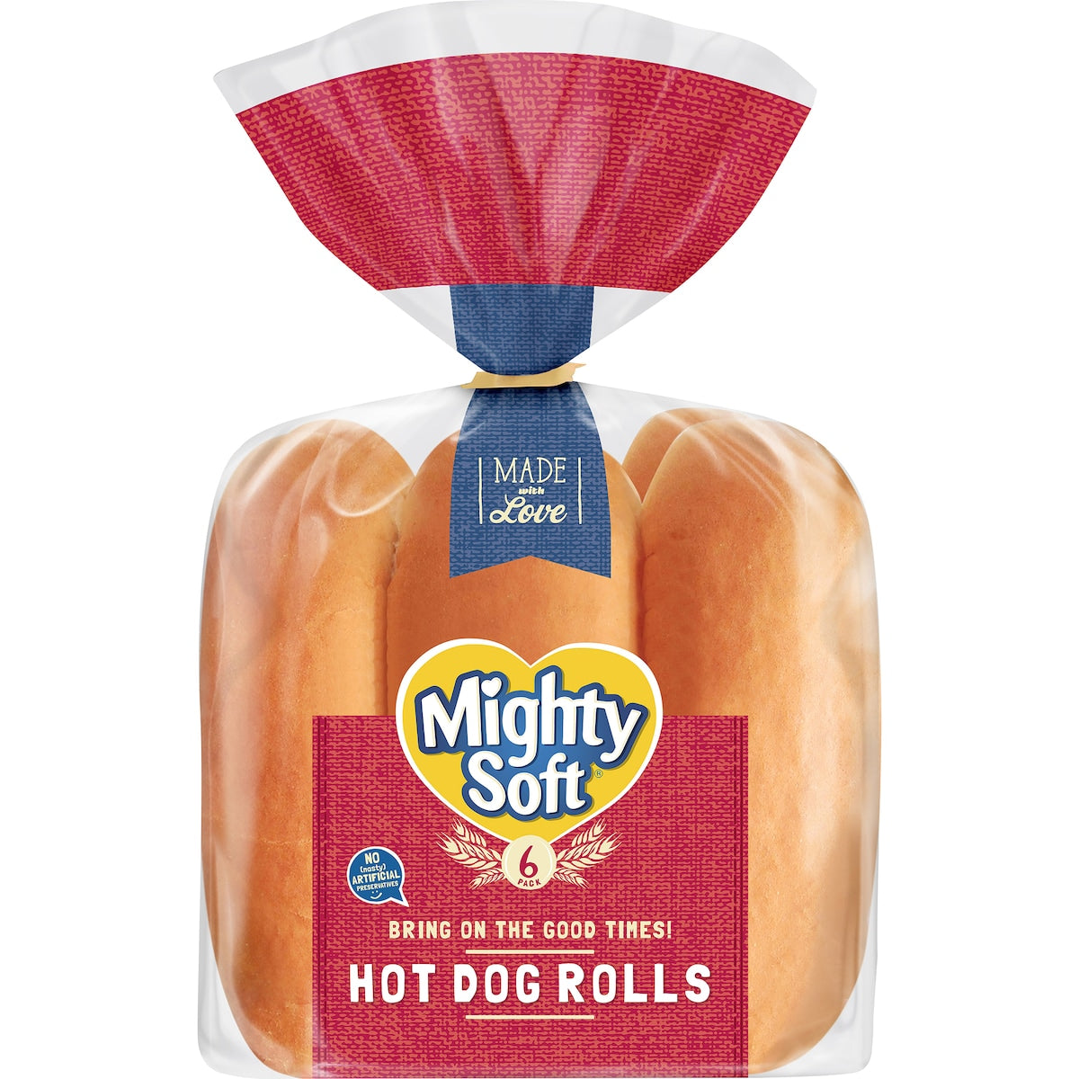 Mighty Soft Bread Rolls Hot Dog 6 Pack