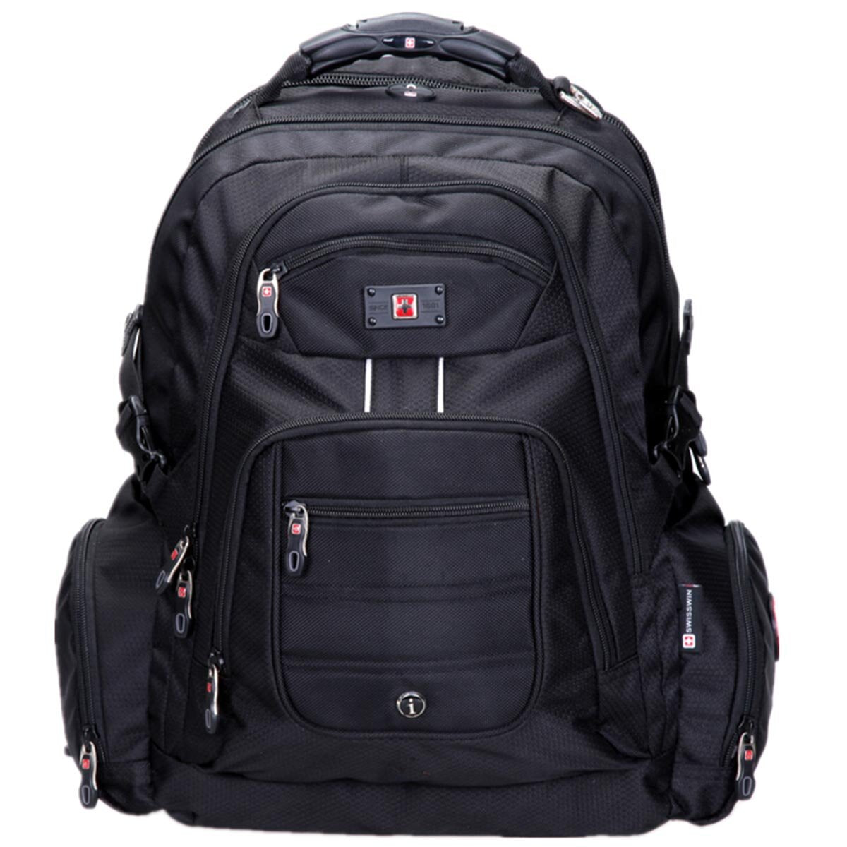 Swisswin Laptop Backpack SW9801 Black Weather Resistant 37L