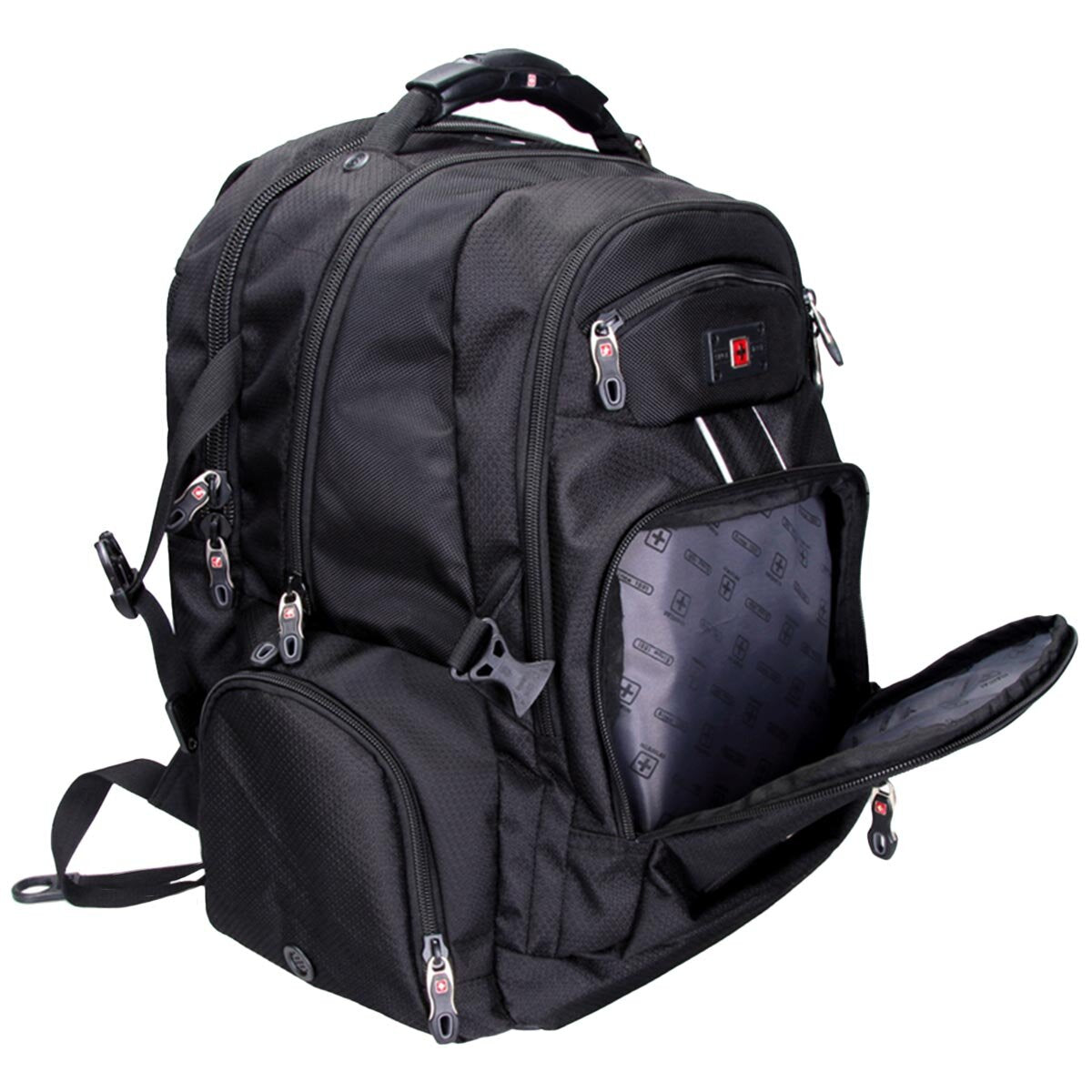 Swisswin Laptop Backpack SW9801 Black Weather Resistant 37L