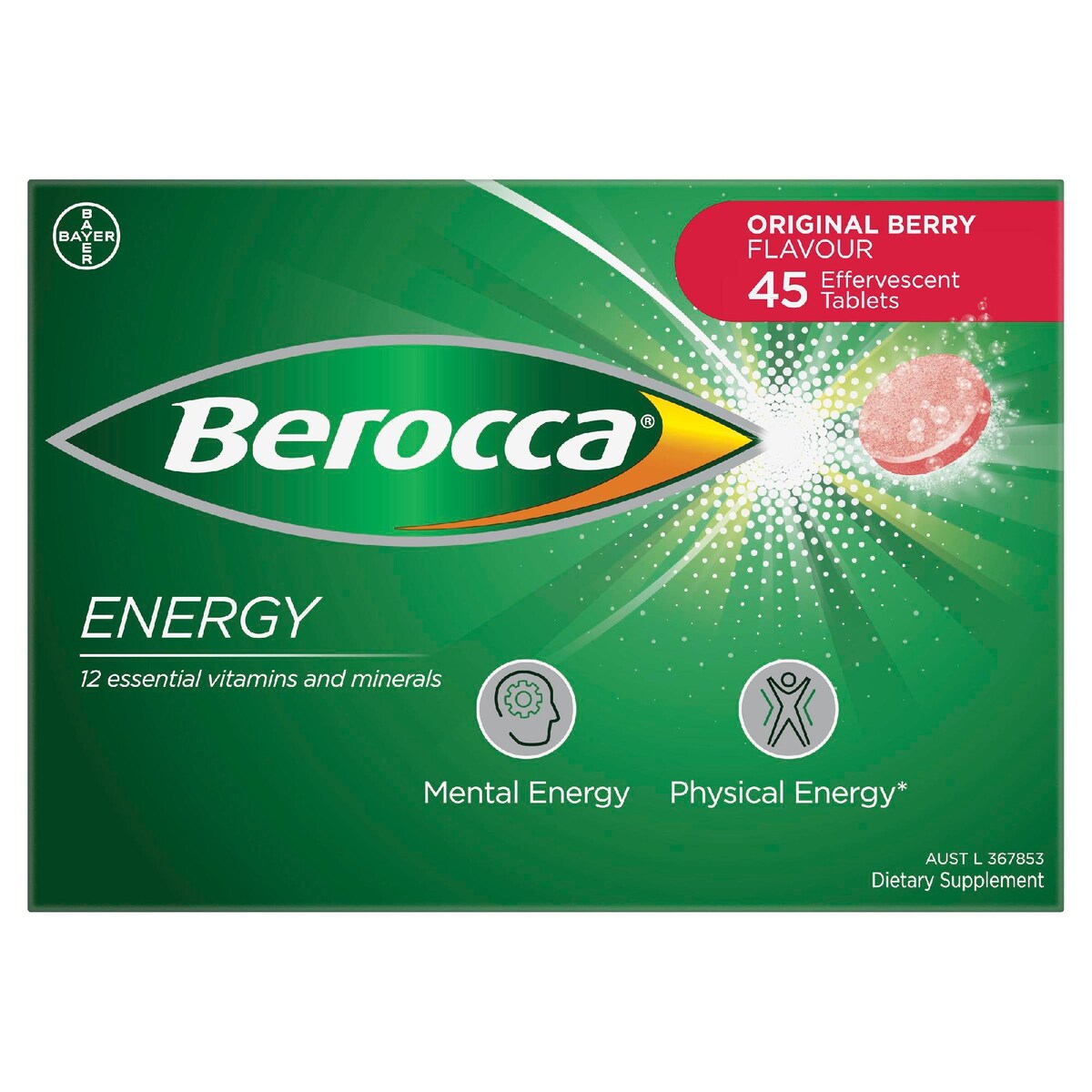 Berocca Vitamin B & C Original Berry Flavour Energy 45 pack