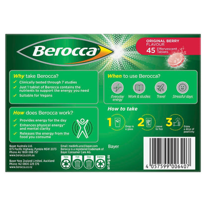 Berocca Vitamin B & C Original Berry Flavour Energy 45 pack