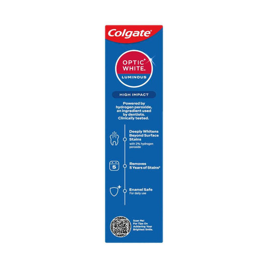 Colgate Optic White Luminous High Impact Teeth Whitening 2% Hydrogen Peroxide Toothpaste - 85g