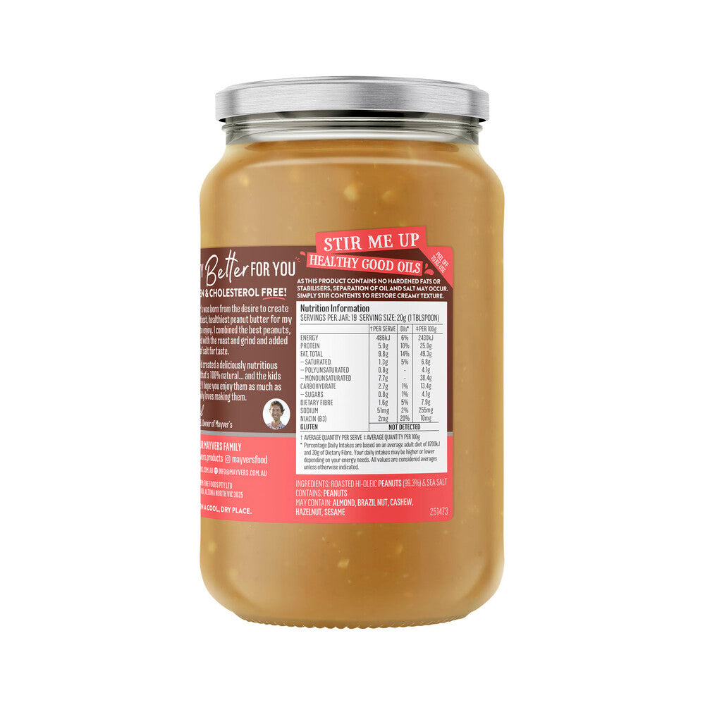 Mayver's Crunchy Dark Roast Natural Peanut Butter - 375g