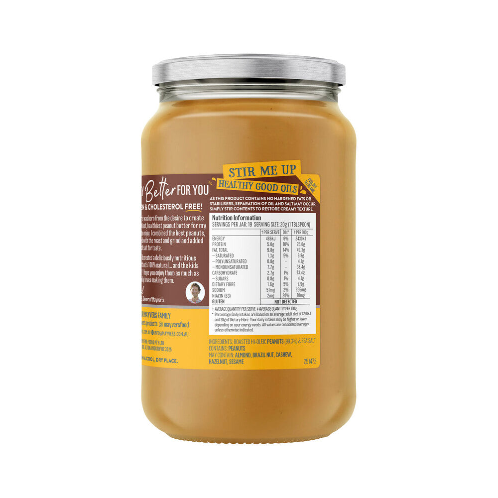 Mayver's Smooth Dark Roast Natural Peanut Butter - 375g