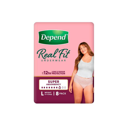 Depend Real Fit Incontinence Underwear Super Women Large - 8 pack