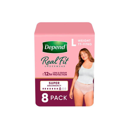 Depend Real Fit Incontinence Underwear Super Women Large - 8 pack