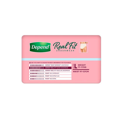 Depend Real Fit Incontinence Underwear Super Women Large - 8 pack