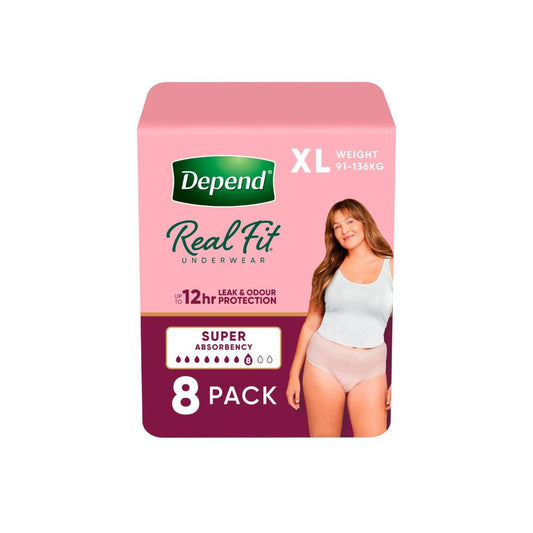 Depend Real Fit Incontinence Underwear Super Women Extra Large - 8 pack