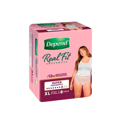 Depend Real Fit Incontinence Underwear Super Women Extra Large - 8 pack