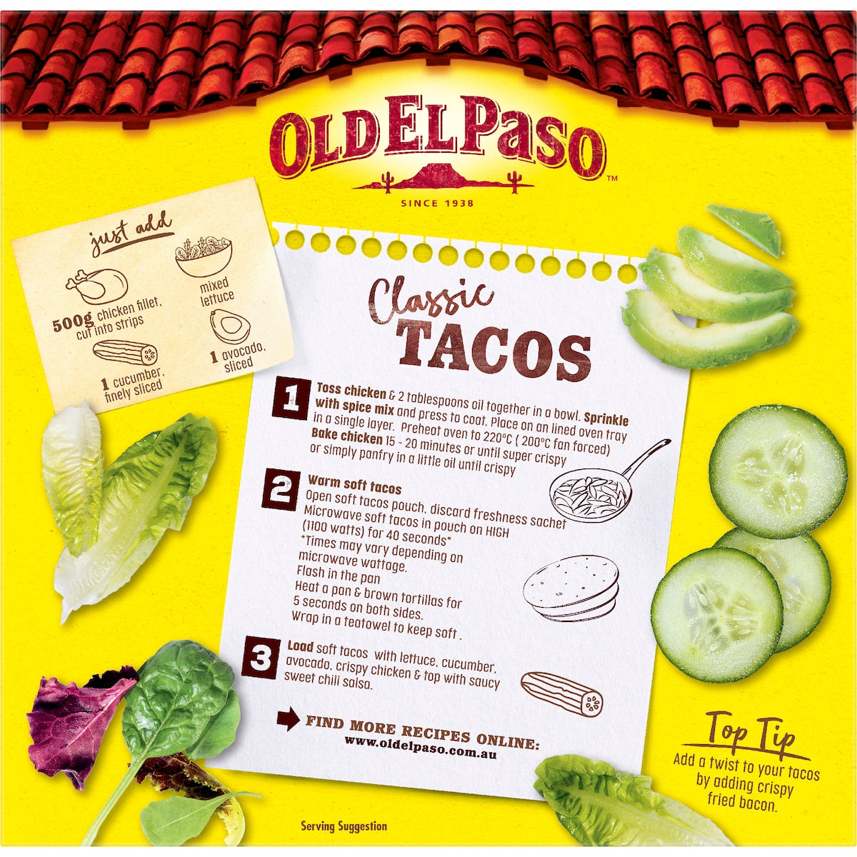 Old El Paso Taco Soft Crispy Chicken Dinner Kit Mexican Style 370g
