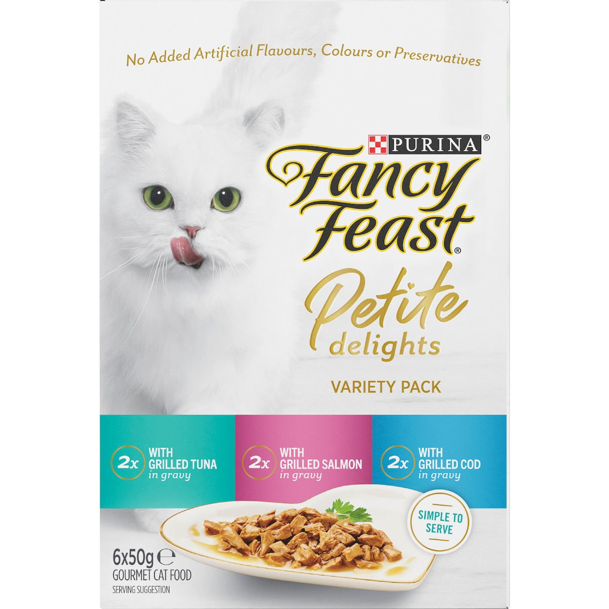 Fancy Feast Petite Delights Tuna & Cod Wet Cat Food 50g X 6 Pack