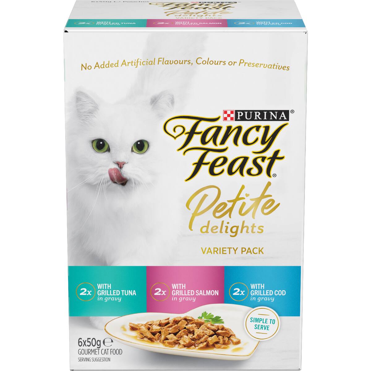 Fancy Feast Petite Delights Tuna & Cod Wet Cat Food 50g X 6 Pack