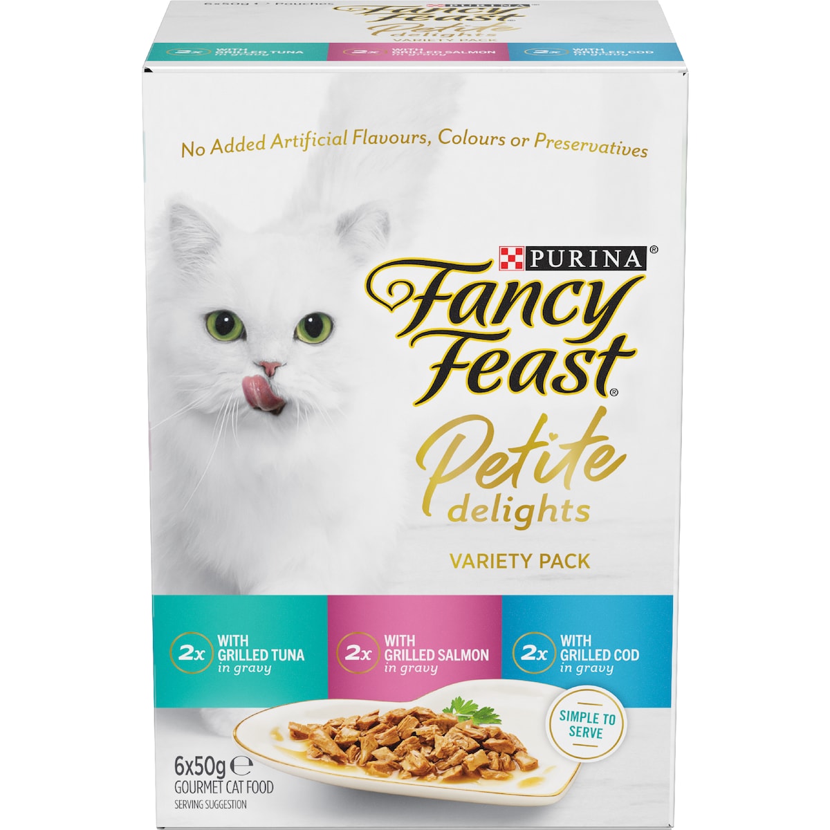 Fancy Feast Petite Delights Tuna & Cod Wet Cat Food 50g X 6 Pack
