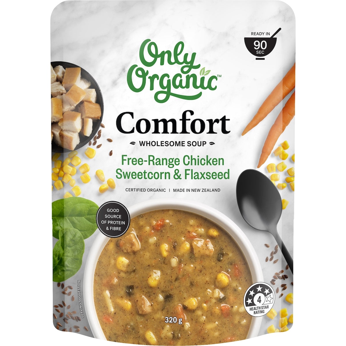 Only Organic Comfort Soup Free-range Chicken Sweetcorn & Flaxseed 320g