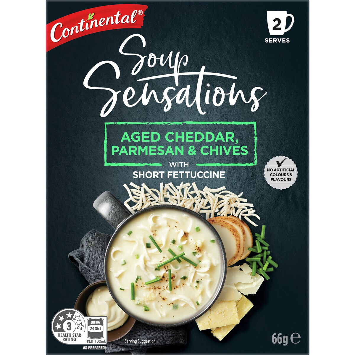 Continental Sensations Aged Cheddar, Parmesan Chives & Fettuccine 66g