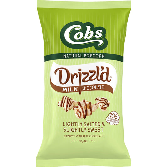 Cobs Drizzl'd Milk Chocolate Light Salted Slightly Sweet Popcorn 110g