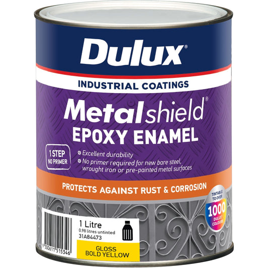 Dulux Metalshield Epoxy Enamel Gloss Paint - 1L - Bold Yellow
