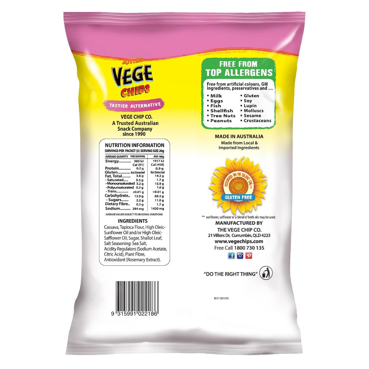 Vege Chips Salt & Vinegar 100g