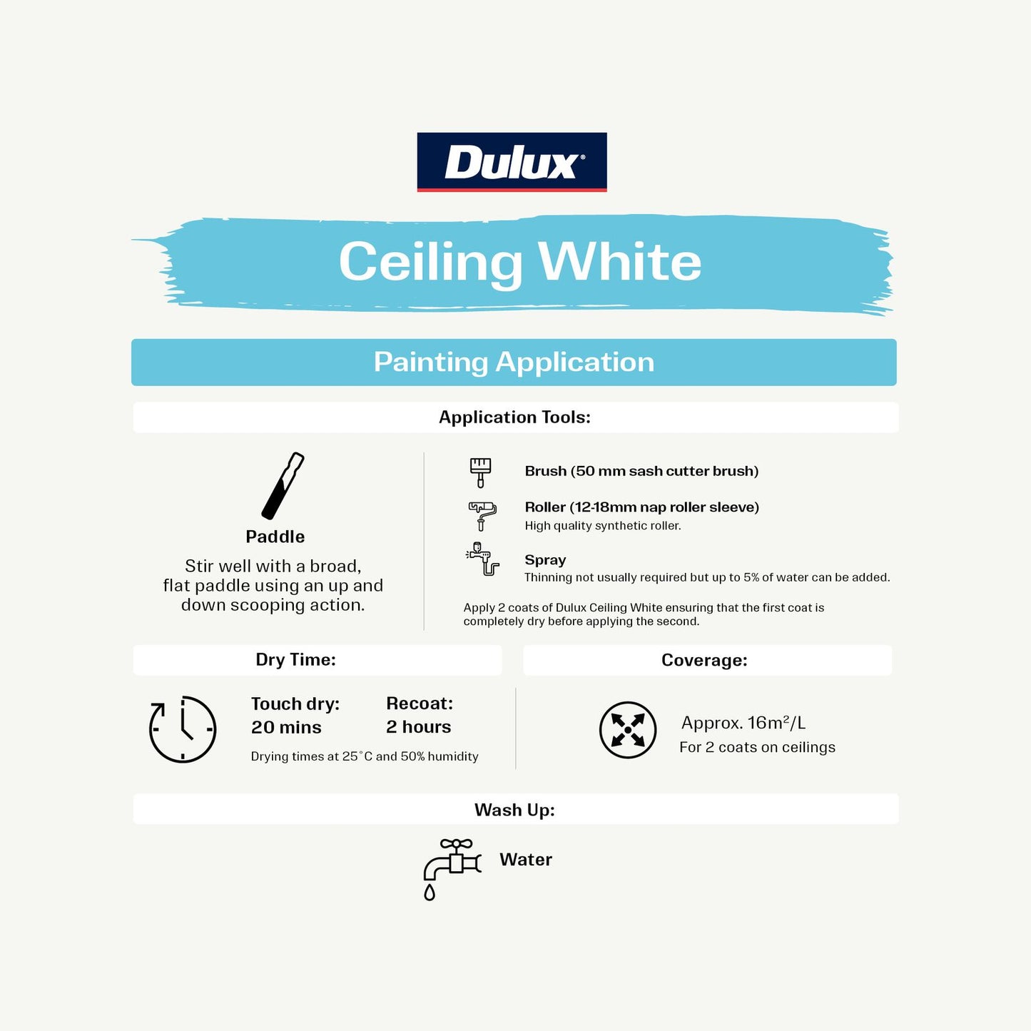 Dulux White Ceiling Paint - 4L
