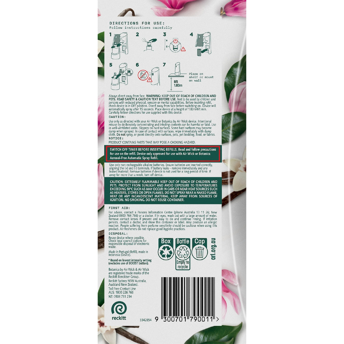 Botanica Auto Air Freshener Vanilla & Himalayan Magnolia 228ml