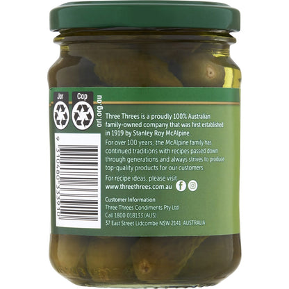 Three Threes Gherkins Sweet Spiced 260g