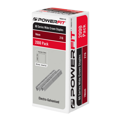 Powerfit Wide Crown Staples - 14mm - 80 Series - 2000 Pack