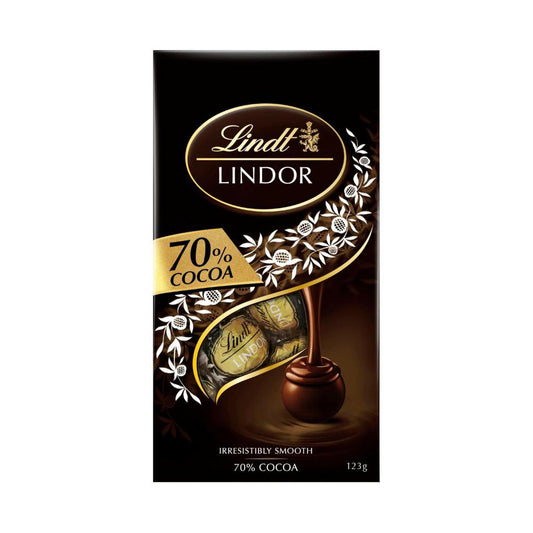 Lindt Lindor 70% Cocoa Dark Chocolate Balls Bag - 123g