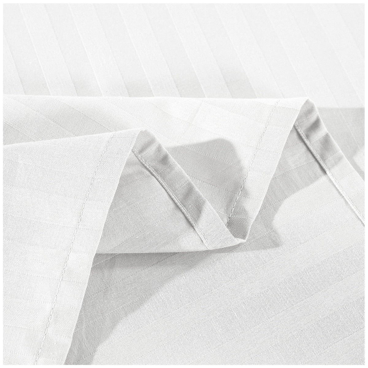 Kensington 1200 Thread Count Stripe Cotton Sheet Set Double White