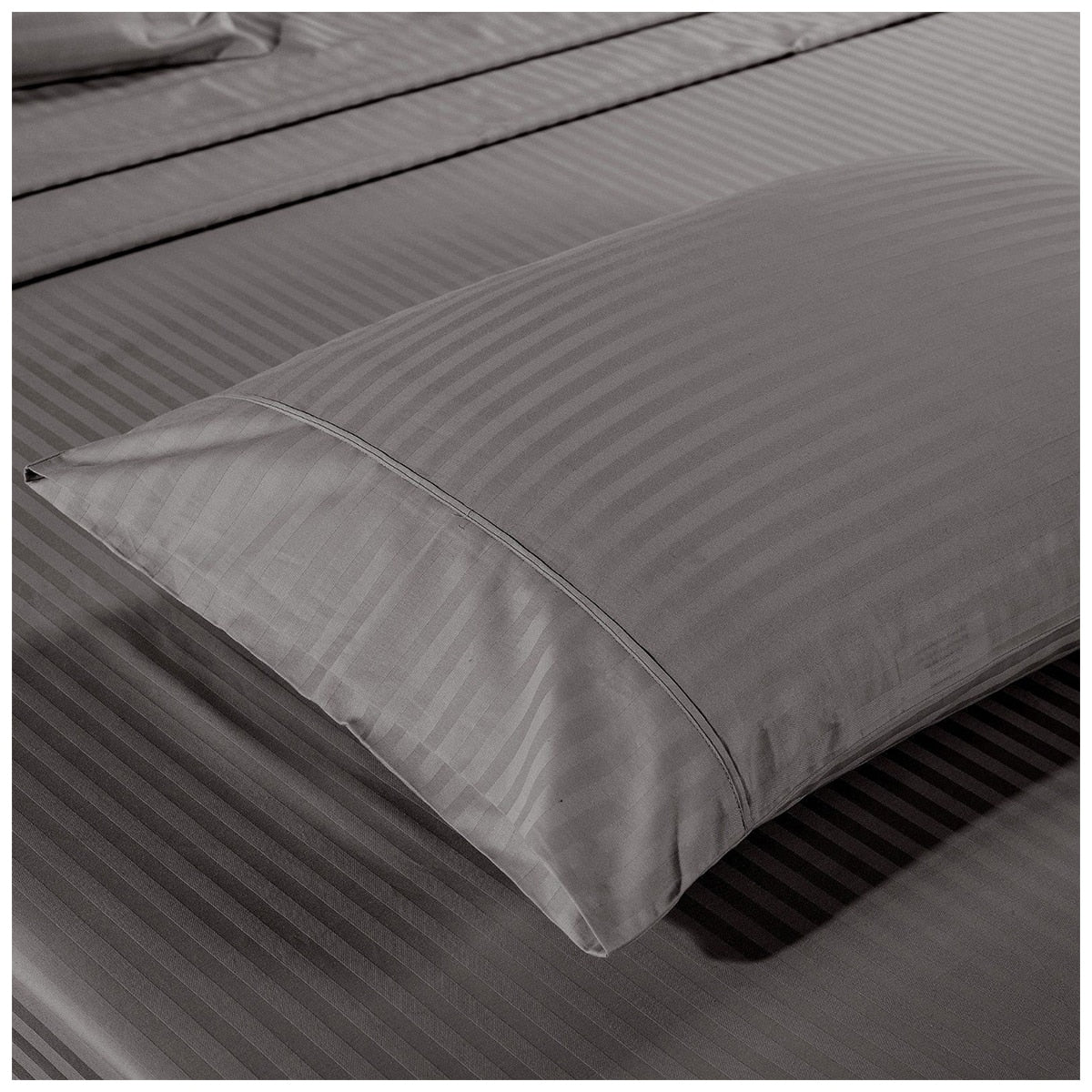 Kensington 1200 Thread Count Stripe Cotton Sheet Set Double Charcoal