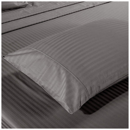 Kensington 1200 Thread Count Stripe Cotton Sheet Set Double Charcoal