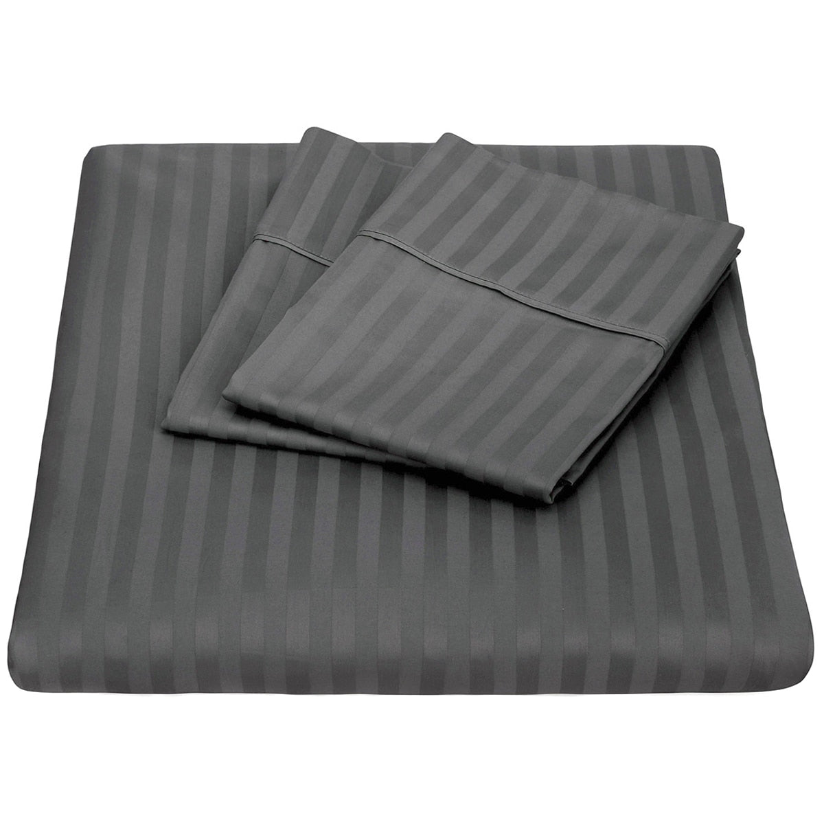 Kensington 1200 Thread Count Stripe Cotton Sheet Set Double Charcoal