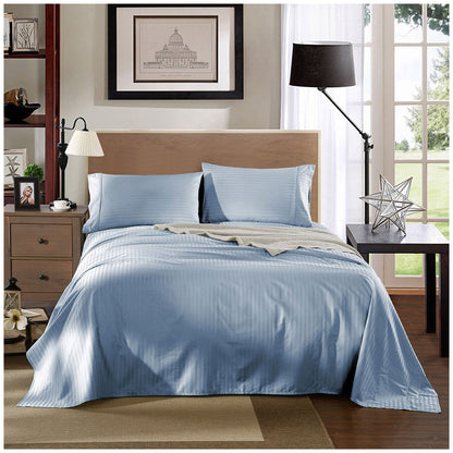 Kensington 1200 Thread Count Stripe Cotton Sheet Set Double Chambray
