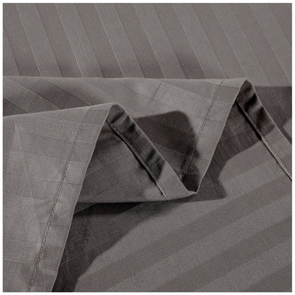 Kensington 1200 Thread Count Stripe Cotton Sheet Set Double Charcoal