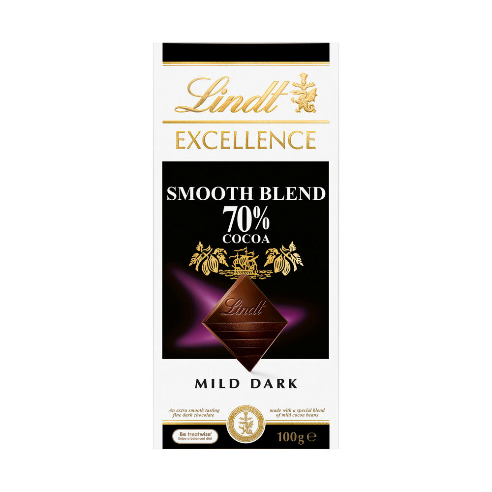 Lindt Excellence 70% Smooth Dark Chocolate Block - 100g
