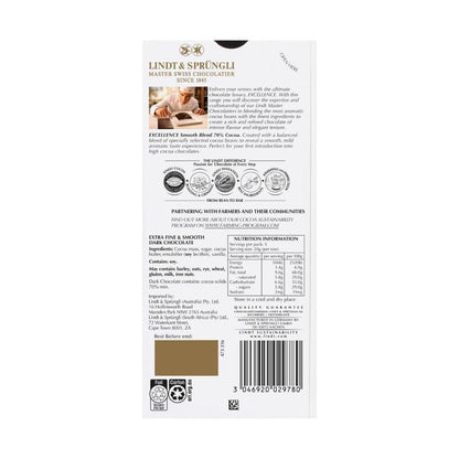 Lindt Excellence 70% Smooth Dark Chocolate Block - 100g